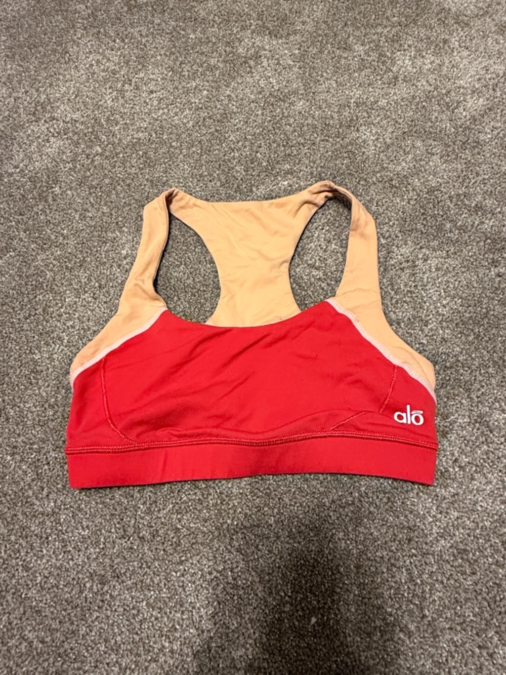 Alo Women's Two-Tone Red & Tan vintage look Sports Bra